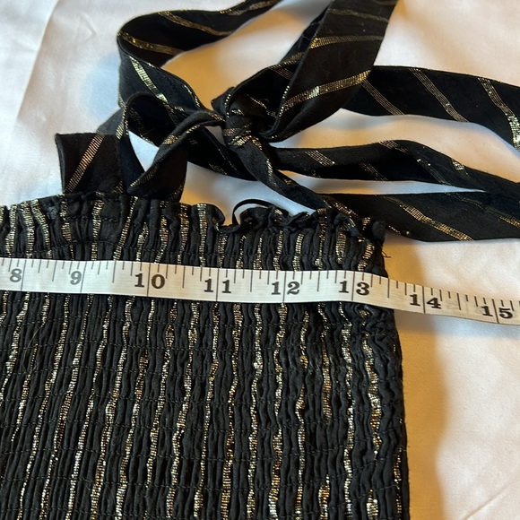 House of harlow 1960 - MD black and gold ruffle mini dress w/tie straps-holiday - Picture 8 of 15